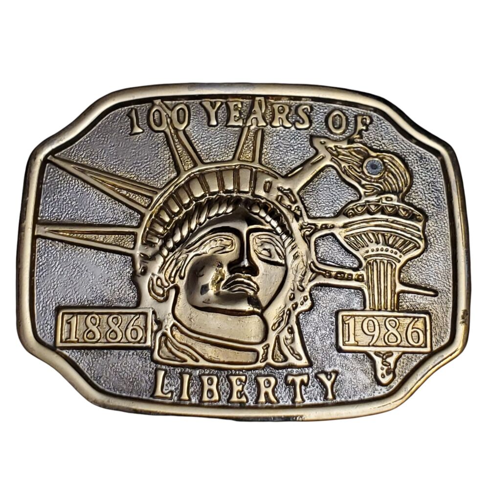 Statue of Liberty Gold Metal Belt Buckle‎ 100 Years of Liberty 1886-1986 Vintage